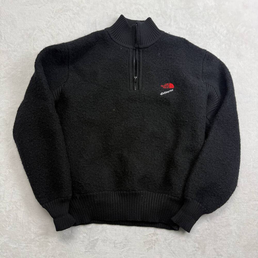 The North Face Extreme Men's 1/4 Zip Wool Sweater Black Size M-L Vintage 90s